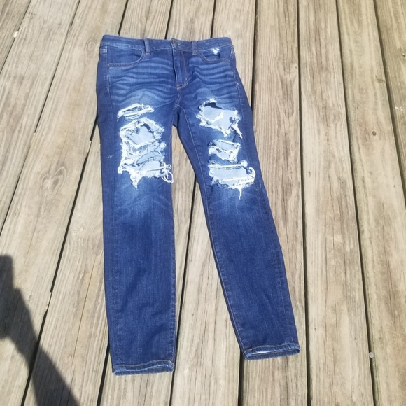 American Eagle Outfitters Denim - Aeo Hi-Rise Distressed Next Level Strech Jeggings
